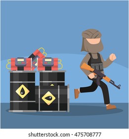 terrorist ran alongside oil