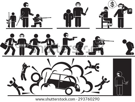 Terrorist and Sabotage icon set