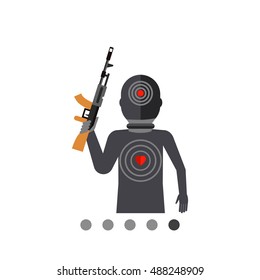 Terrorist silhouette with gun flat icon