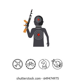 Terrorist Silhouette with Gun Icon