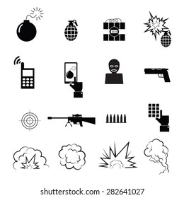 Terrorist spy icons set vector