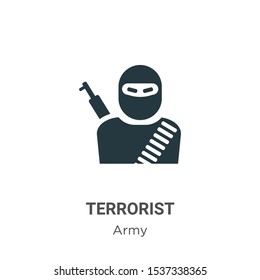Terrorist vector icon on white background. Flat vector terrorist icon symbol sign from modern army collection for mobile concept and web apps design.