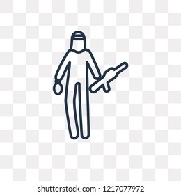 Terrorist vector outline icon isolated on transparent background, high quality linear Terrorist transparency concept can be used web and mobile