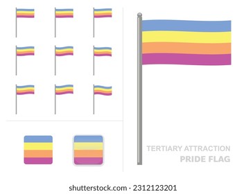 Tertiary Attraction Pride Flag Waving Animation App Icon Vector