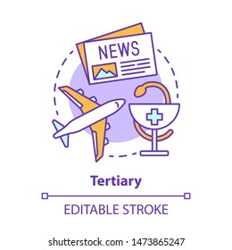Tertiary Concept Icon. Business Services Idea Thin Line Illustration. Transportation, Distribution. Healthcare And Transport. Economy Sector. Vector Isolated Outline Drawing. Editable Stroke