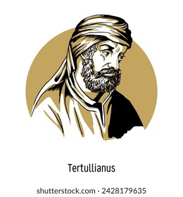 Tertullian is one of the most prominent early Christian writers, theologians and apologists. Hand drawn vector illustration