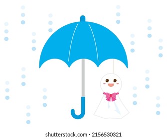 Teru Teru Bozu . A Japanese doll made to pray for a sunny day. Vector illustration.