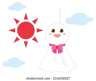 Teru Teru Bozu . A Japanese doll made to pray for a sunny day. Vector illustration.