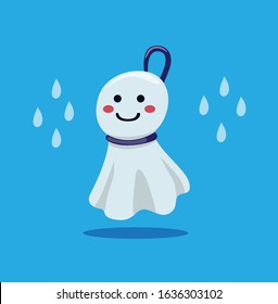 Teru teru bozu - Japanese traditional rain doll symbol icon cartoon flat illustration editable vector