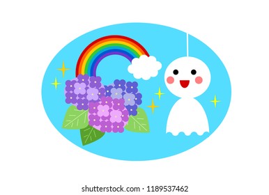 Teru Teru Bozu and rainbow
Teru Teru Bozu: Paper doll to which children pray for fine weather