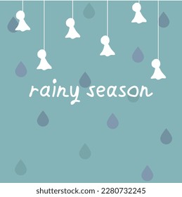 Teru teru rasierte Hintergrund-Illustration der Regenzeit