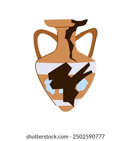 tery broken antique pot cartoon. vase jar, old greek, ceramic vessel tery broken antique pot sign. isolated symbol vector illustration