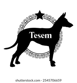 Tesem perro silueta, perro, razas de perro, Vector, silueta, diseño de logotipo, animal, ilustración, icono, signo, negro, mascota