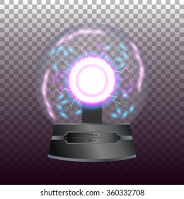 Tesla ball on transparent background. Vector illustration.