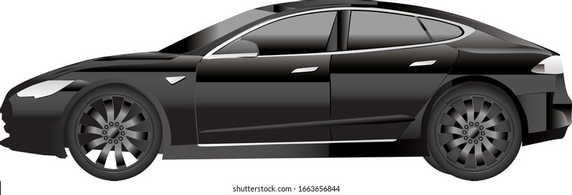 Tesla car in black and silver