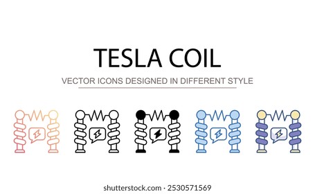 Ícone de bobina Tesla design com fundo branco ilustração stock