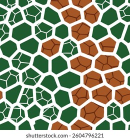 Tessellated Pattern of Green and Brown Polygons with White Outlines