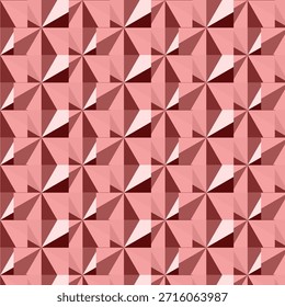Azulejos de molinete teselados con segmentos triangulares en rojo granate y rosa con un punto azul central