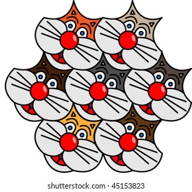 Tessellating cats cartoon vector image