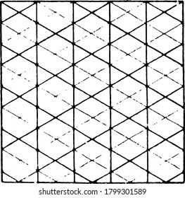 Tessellation is an arrangement of shapes closely fitted together without any gaps or overlaps, vintage line drawing or engraving illustration.