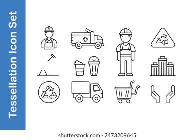 Tessellation day icon set with vector collections. 
