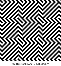 Tessellation line art seamless pattern vector. Optical Illusion tile repeating patterns.