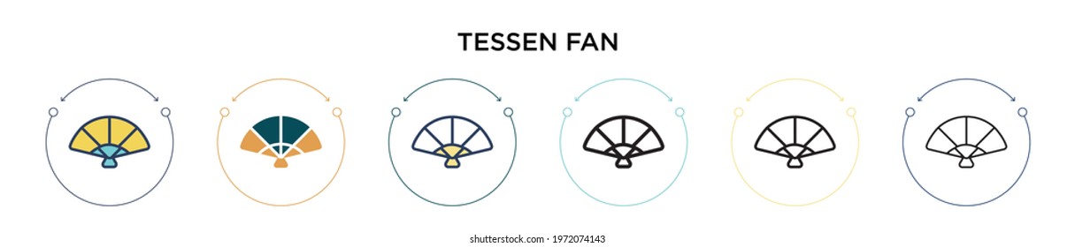 Tessen fan icon in filled, thin line, outline and stroke style. Vector illustration of two colored and black tessen fan vector icons designs can be used for mobile, ui, web