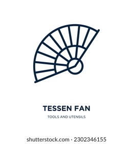 tessen fan icon from tools and utensils collection. Thin linear tessen fan, fan, japan outline icon isolated on white background. Line vector tessen fan sign, symbol for web and mobile