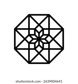 Tesseract. Editable stroke vector icon.