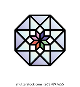 Tesseract. Editable vector icon, coloured with outlined stroke.