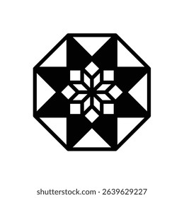 Tesseract. Outlined stroke vector icon with black-filled details.