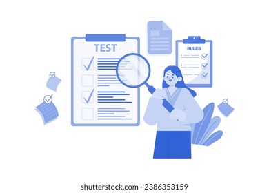 Test administrator checking test results