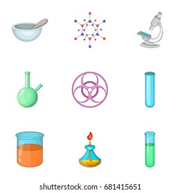Test of biological weapons icons set. Cartoon set of 9 test of biological weapons vector icons for web isolated on white background