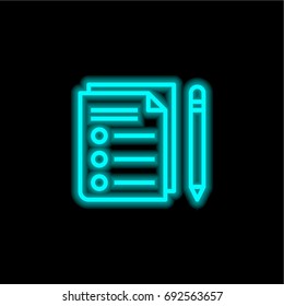 Test blue glowing neon ui ux icon. Glowing sign logo vector