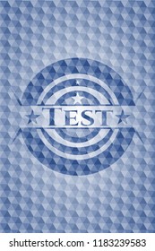 Test blue polygonal badge.