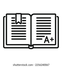 Test book icon outline vector. School exam. Paper check