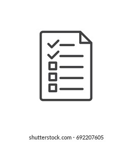 Test, checklist line icon, outline vector sign, linear style pictogram isolated on white. Symbol, logo illustration. Editable stroke. Pixel perfect vector graphics