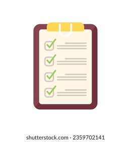 Test clipboard icon flat vector. School exam. Paper check isolated