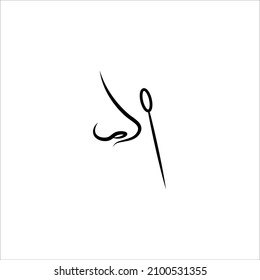 test for coronavirus, nose and stick, vector, illustration, icon