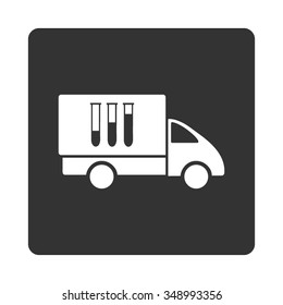 Test Delivery vector icon. Style is flat rounded square button, white and gray colors, white background.
