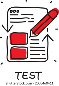 Test. Document with. Sketchy hand-drawn vector illustration.