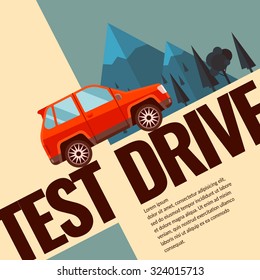 Test drive. Illustration and design for poster, Billboard and web.