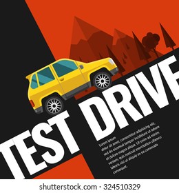 Test drive. Illustration and design for poster, Billboard and web.