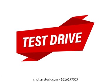 Test Drive written,  red flat banner Test Drive 