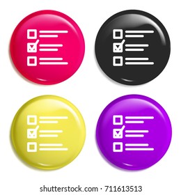 Test Exam multi color glossy badge icon set. Realistic shiny badge icon or logo mockup