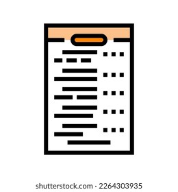 test exam paper document color icon vector. test exam paper document sign. isolated symbol illustration