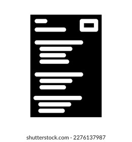 test exam paper document glyph icon vector. test exam paper document sign. isolated symbol illustration