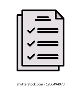 Test, examination, document icon vector image. Can also be used for education. Suitable for use on web apps, mobile apps and print media.
