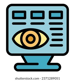 Test eye vision icon outline vector. Laser correction. Care contact color flat