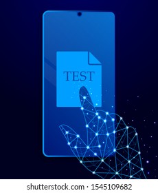 test, file touch phone. Polygon style touch phone vector illustration.